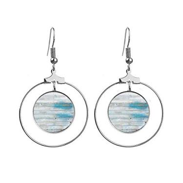 Imagem de Brincos de madeira Mordern listrados brilhantes com estampa de ilustração pendente, joia circular