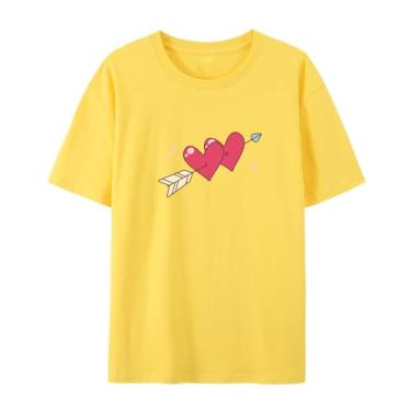 Imagem de Camiseta Love Graphics para homens e mulheres Arrow Funny Graphic Shirt for Friends Love, Amarelo, M