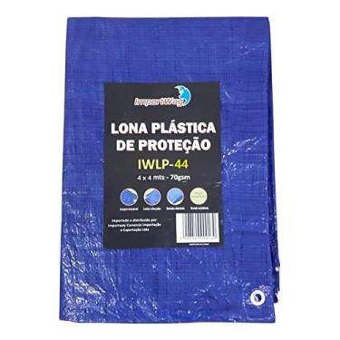 Imagem de Lona Plástica Encerado Impermeável Azul Polietileno Fio Sintético Ilhoes 4mx4m Multiuso Importway IWLP44