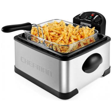 Imagem de Fritadeira Elétrica Industrial a Óleo 4.5L com Controle de Temperatura, 1700W, Aço Inox, 110v, CHEFMAN 4.5 Liter Deep Fryer, Cinza
