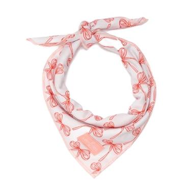 Imagem de Lucy & Co. Bandana com arcos de balé – Bandana durável e confortável para cães – Lavável na máquina – Acessório para filhotes de cachorro – Pequenos laços brancos e rosa