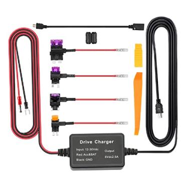 Imagem de GRCFUMO Dash Cam Hardwire Kit, Car Dash Camera Power Cord Hardwiring Set, Adaptador USB Proteção de baixa tensão Carregador de câmera Dash para Mirror Cam GPS Navigator Detector