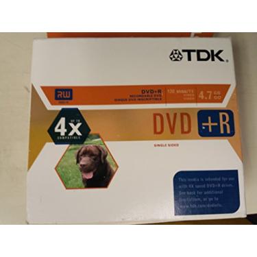 Imagem de TDK DVD+R 4,7 GB de mídia gravável com capas de joias (5 unidades, DVD+R47CBXS5)