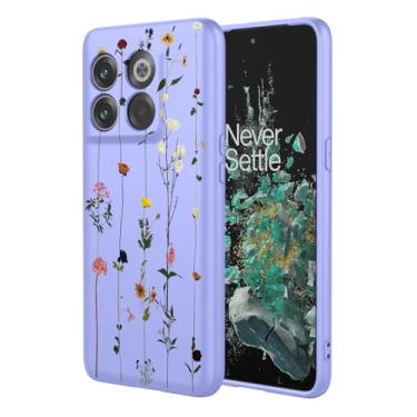 Imagem de KOARWVC Capa de telefone para OnePlus 10T, OnePlus Ace Pro CPH2415 CPH24131+10T capa fofa estampa de flores design fino protetor macio TPU bumper capa de telefone para OnePlus 10T roxo jardim