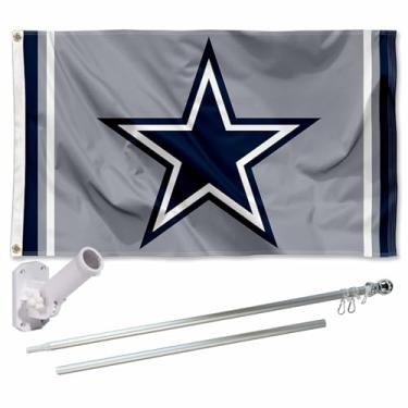 Imagem de Kit de suporte e mastro com bandeira de prata Dallas WinCraft