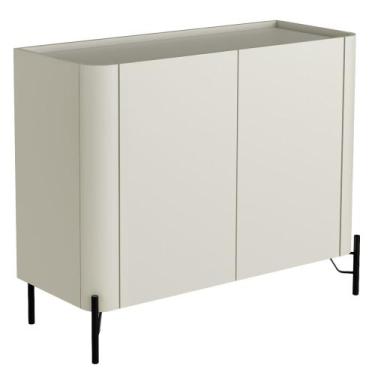 Imagem de Buffet Para Sala de Jantar 2 Portas 1 Gaveta Pés Industrial Preto Naim