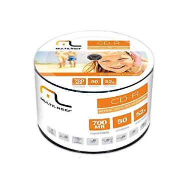Imagem de Mídia Cd-R Vel. 52X - 50 Un. Shrink Imprimível Branco Multilaser - CD052