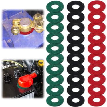 Imagem de Hpmjz 60 peças de arruelas anticorrosão de terminal de bateria de fibra protetor de terminal de bateria acessórios universais para carro vermelho preto verde prevenção