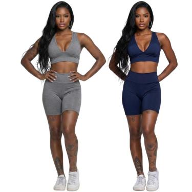 Imagem de KIT 2 Conjunto Bermudinha e Top Com Bojo Vekyo Roupa Para Academia Treino Moda Fitness Musculação-Feminino