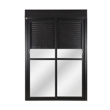 Imagem de Porta de Aluminio com Persiana Integrada 220x200cm 2 Folhas Manuais - 