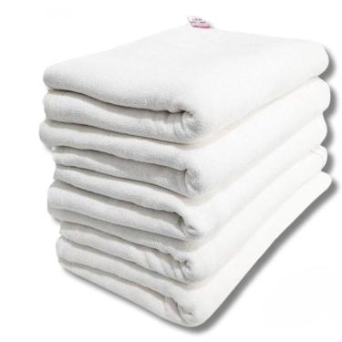 Imagem de Kit 05 Saco Pano De Chão Branco Para Limpeza Grande Grosso Duplo Algodão 70x45cm
