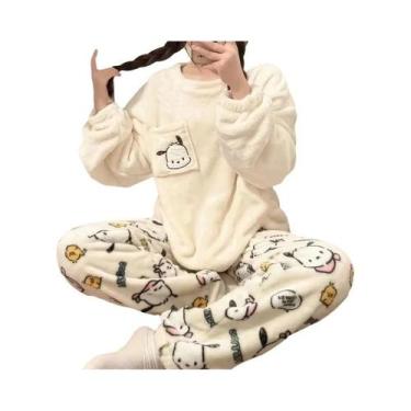 Imagem de Pijamas De Inverno Para Meninas Com Estampa De Gato KT Em Flanela Cora