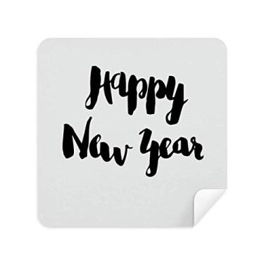 Imagem de Feliz Ano Novo Citação Manuscrita Pano de Limpeza de Tela Tecido Camurça 2 peças