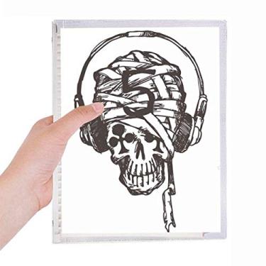 Imagem de Caderno ilustrado com estampa musical de caveira, caderno de folhas soltas, diário recarregável, papelaria