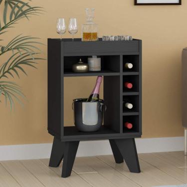 Imagem de Bar com Espelho 6 Nichos Drink Artely Preto