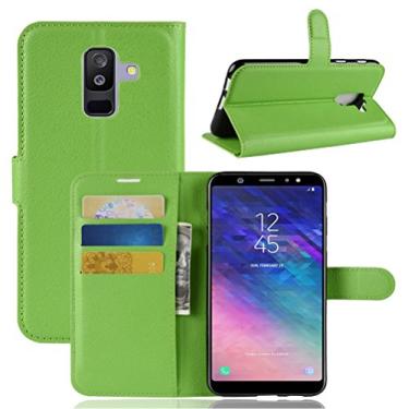 Imagem de Capa carteira para Samsung J8 Plus, carteira flip de couro PU premium com compartimento para cartão, suporte e fecho magnético [capa interna à prova de choque de TPU] Compatível com Samsung J8 Plus