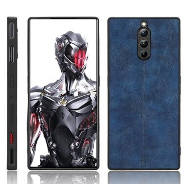 Imagem de Kukoufey Capa para ZTE Nubia Red Magic 8 Pro, capa de couro PU retrô ultrafina à prova de choque para ZTE Nubia Red Magic 8 Pro+ NX729J capa azul
