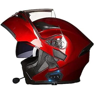 Imagem de Capacete Bluetooth modular para motocicleta, capacete dobrável para motocicleta com viseira dupla antiembaçante para atendimento automático, certificação DOT/ECE C, A, XL = 59~60 CM