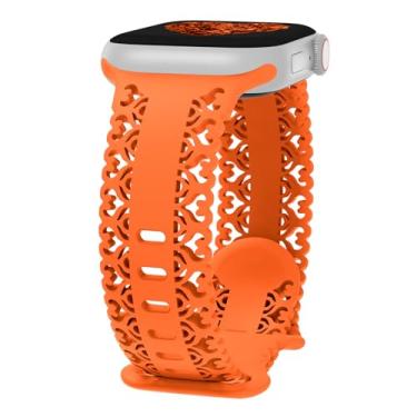 Imagem de Acrbiutu Pulseira de silicone compatível com Apple Watch séries 10/9/8/7/6/5/4/3/2/1 de 38 mm, 40 mm, 41 mm, 44 mm, 46 mm e 49 mm, ultra SE, laranja