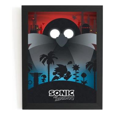 Imagem de Quadro Game Retro Sonic The Hedgehog Arte Poster Com Moldura - Fanarte