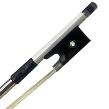 Imagem de yinfeel 1 peça de arco de violino de fibra de carbono 4/4, azul, rosa, verde, branco, café coulour cabelo de cavalo branco para adultos (branco)