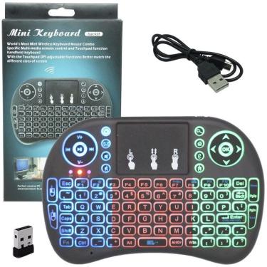 Imagem de Mini Teclado Mouse Iluminado Led Touchpad Wireless Bluetooth Wifi Sem Fio Bateria USB I8 Preto