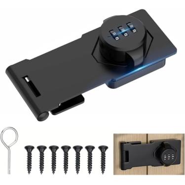 Imagem de Fechadura de armário sem chave código de combinação de senha de 3 dígitos, trava de ferrolho puxador de torção de gaveta de madeira - 10 cm (preto