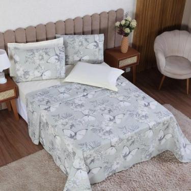 Imagem de Jogo de Cama Casal 3p Lençol sem Elástico + Fronha 100% Algodão Percal