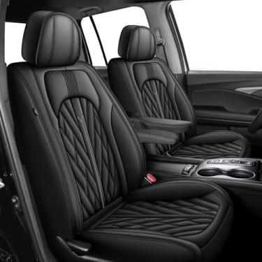 Imagem de Capas de assento adequadas para Honda Ridgeline 2006-2024 2025: Capas de assento de carro de caminhão de cabine de tripulação conjunto completo de couro sintético - assentos dianteiros compatíveis com