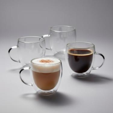 Imagem de Kit 8 Canecas de Vidro Borossilicato Duplo, Transparente, 250ml, Térmicas para Bebidas Quentes e Frias, 9cm de Altura