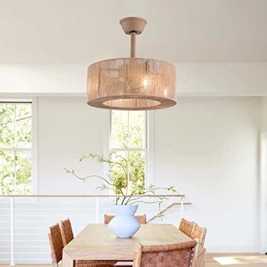 Imagem de Ventiladores de teto tipo gaiola de ferro com luzes e lustres vintage com controle remoto com ventilador Ventilador de teto silencioso DC reversível de 6 velocidades com lâmpada para sala de