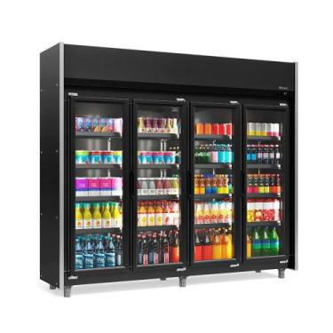 Imagem de Expositor 4 Portas All Black GEAS4PLB 4 Prateleiras 220v Gelopar, 220V