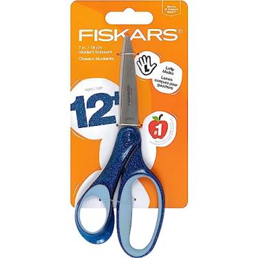 Imagem de Fiskars Tesoura SoftGrip com glitter para estudantes canhotos de 17,78 cm para crianças a partir de 12 anos - Tesoura canhota para escola ou artesanato - Material de volta às aulas - Azul