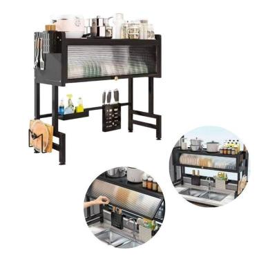 Imagem de Prateleira Organizadora Preta Para Pia De Metal Mini Armário