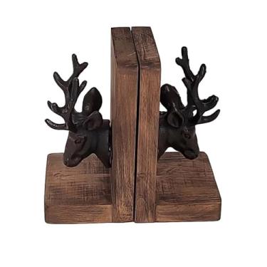 Imagem de Suporte para livros retrô ferro fundido cabeça de veado suporte para livros estante de livros escritório sala de estar ornamentos terminais de livro terminam livros