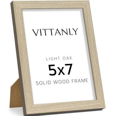 Imagem de Vittanly Porta-retrato 12 x 18 cm, moldura de madeira maciça com acrílico, inclui tapete de 10 x 15 cm, pendurar na parede ou mesa para decoração de casa, carvalho claro, 1 pacote