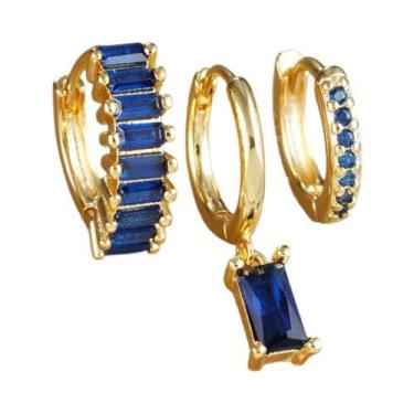 Imagem de Conjunto De Brincos De Argola Em Aço Inoxidável Com Zircônia Cúbica Co