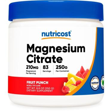 Imagem de Citrato de magnésio em pó Nutricost Fruit Punch 250g-Unissex