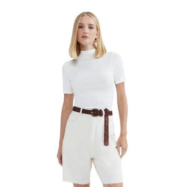 Imagem de Blusa Feminina Hering Gola Alta Em Malha Canelada Bege, XXG, Bege