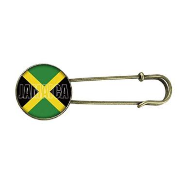 Imagem de Broche de metal retrô com nome da bandeira da Jamaica