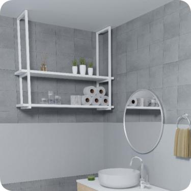 Imagem de Nicho Branco Prateleira Suspensa Teto Banheiro Branca 80cm