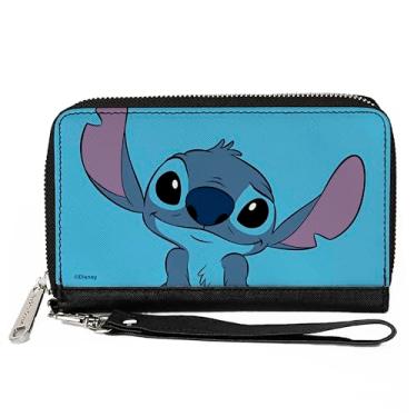 Imagem de Buckle-Down Carteira feminina de poliuretano com zíper retangular - Lilo & Stitch, 19 x 11,4 cm