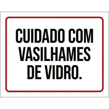 Imagem de Placa De Sinalização - Cuidado Com Vasilhames De Vidro 18X23 - Sinaliz
