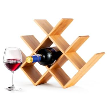 Imagem de Adega Rack De Vinho Bambu Armazenamento Empilhável 8 Garrafas Suporte Vinho Independente Dolce Home
