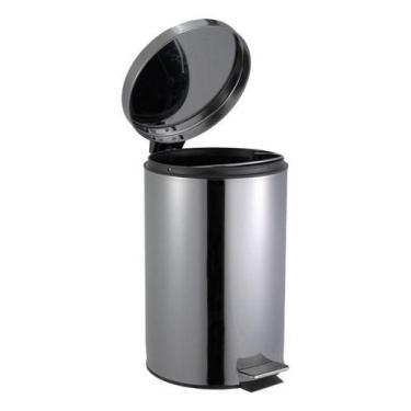 Imagem de Lixeira De Aco Redonda Cromada Com Pedal 12 Litros - Just Home Collect