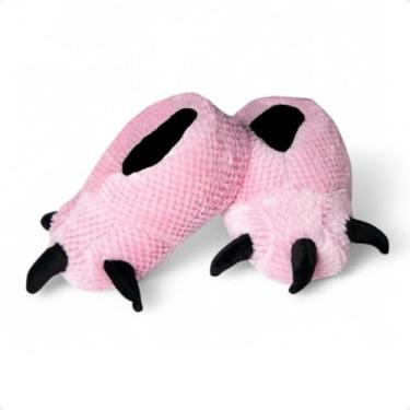 Imagem de Pantufa Infantil Garra de Dinossauro de Pelúcia Monstro Rosa