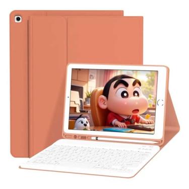 Imagem de Capa Para Tablet Com Teclado Bluetooth Para Samsung Tab S6 Lite 10.4 Polegadas (Laranja Vibrante, Teclado comum)