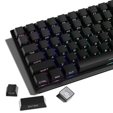 Imagem de Teclas XVX PBT - teclas de impressão lateral 60 65 75 100 por cento, brilho duplo através de teclas personalizadas, conjunto de 136 teclas preto, perfil do equipamento original, estilo minimalista