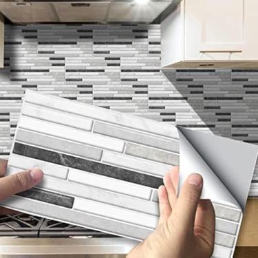Imagem de Telhas De Parede De Pvc Antiderrapantes Stick On Tiles Backsplash Para Cozinha Mosaico Cinza Diy Peel And Stick à Prova D'água Decalques De Azulejos Para Decoração De Casa De Banheiro, 27pcs