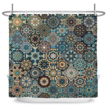 Imagem de Cortina de chuveiro estilo banheiro, tecido de poliéster, cortina de banho 180x180cm com 12 ganchos, SY943, L210xA180cm